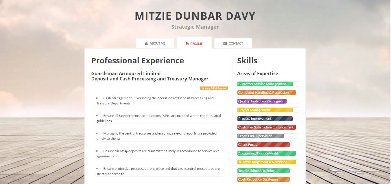 Mitzie Dunbar CV